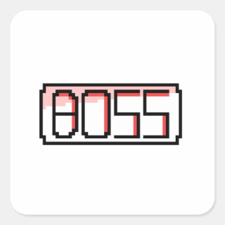 "BOSS" Retro-lettertype Vierkante Sticker