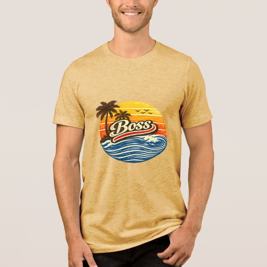 Boss Retro Sunset Design Tri-Blend Shirt (Voorkant)