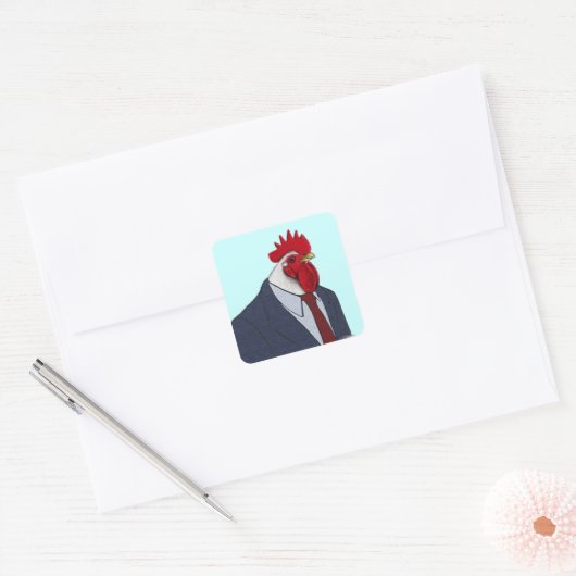 Boss Rooster Vierkante Sticker (Envelop)