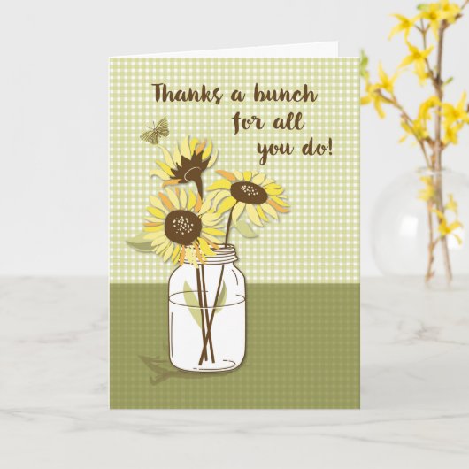 Boss’s Day van Groep met Zonnebloemen in Mason Jar Kaart (Gele Bloem)