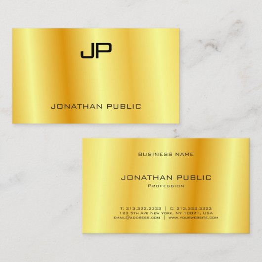 Boss Sjabloon Elegant Glamor Faux Gold Modern Visitekaartje (Voorkant / Achterkant)