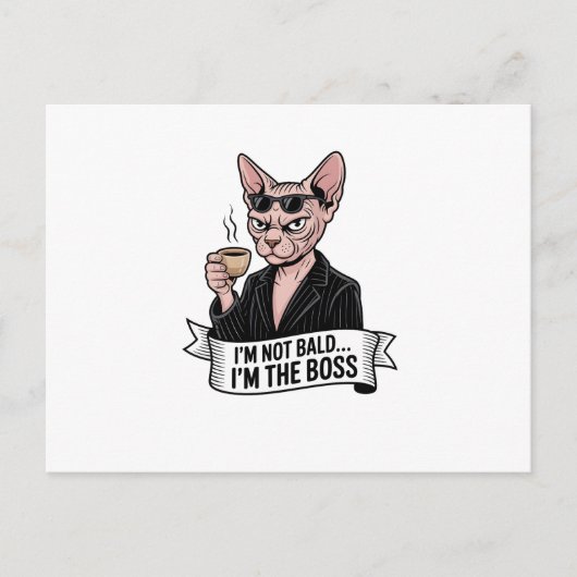 Boss Sphynx Cat Coffee Artwork Briefkaart (Voorkant)