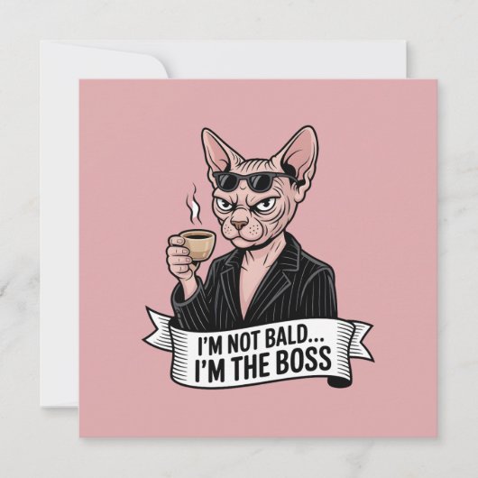 Boss Sphynx Cat Coffee Artwork Feestdagenkaart (Voorkant)