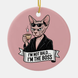 Boss Sphynx Cat Coffee Artwork Keramisch Ornament
