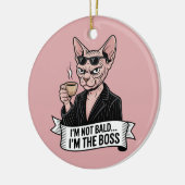 Boss Sphynx Cat Coffee Artwork Keramisch Ornament (Links)