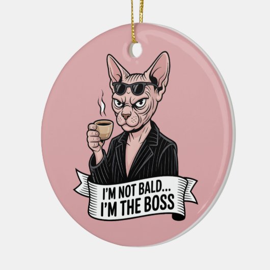 Boss Sphynx Cat Coffee Artwork Keramisch Ornament (Links)