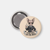 Boss Sphynx Cat Coffee Illustration Magneet (Voorkant / Achterkant)