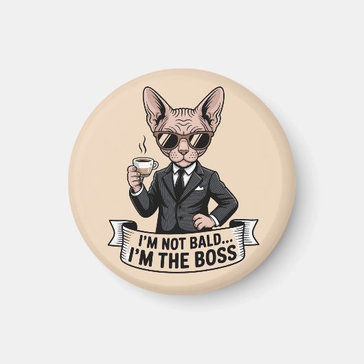 Boss Sphynx Cat Coffee Illustration Magneet (Voorkant)