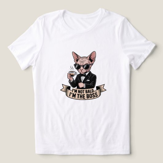 Boss Sphynx Cat Coffee Illustration Tri-Blend Shirt (Design voorkant)