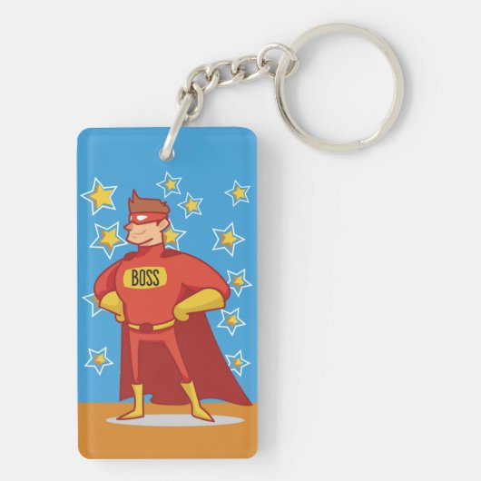 Boss Superheld op Vaderdag Sleutelhanger (achterkant)