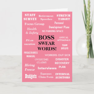 Boss Swear Words   Funny Vrouw Boss Birthday Kaart