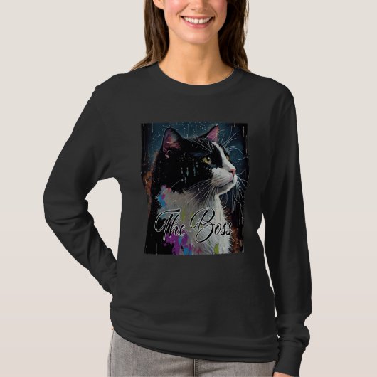 Boss Tuxedo Cat  for Mom Dad T-shirt (Voorkant)