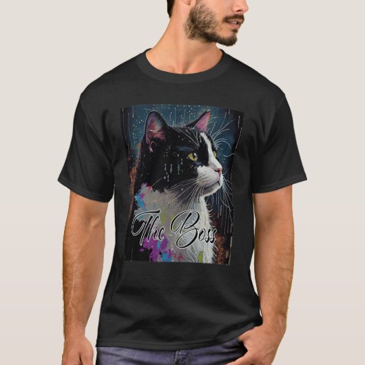 Boss Tuxedo Cat  for Mom Dad T-shirt (Voorkant)