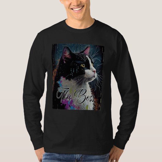 Boss Tuxedo Cat  for Mom Dad T-shirt (Voorkant)