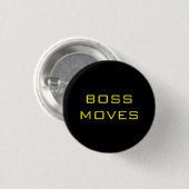 BOSS VERPLAATST ZWARTE GEEL RONDE BUTTON 3,2 CM (Voorkant /achterkant)