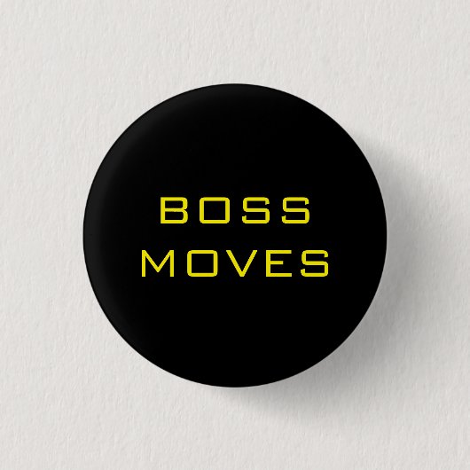 BOSS VERPLAATST ZWARTE GEEL RONDE BUTTON 3,2 CM (Voorkant)