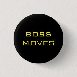 BOSS VERPLAATST ZWARTE GEEL RONDE BUTTON 3,2 CM
