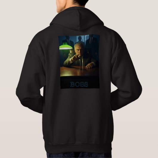 Boss w tekst mannen zwart hooded sweatshirt terug (Achterkant)