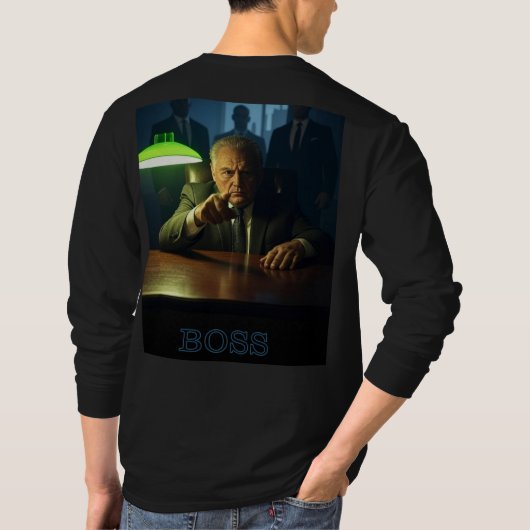 Boss w tekst mannen zwart T-shirt met lange mouwen (Achterkant)