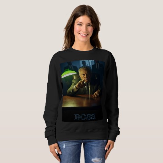 Boss w tekst vrouwen zwart sweatshirt (Voorkant volledig)