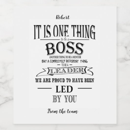 Boss Wijnlabel Boss waarderingsdag of week. Wijn Etiket (Enkel label)