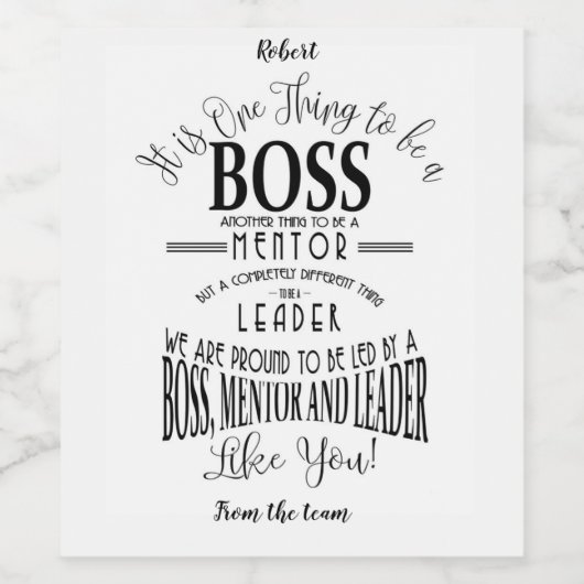 Boss Wine label Wijn Etiket (Enkel label)