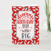 Boss Wish Big Red Botanical Typography Birthday Kaart (Voorkant)