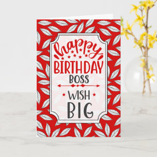 Boss Wish Big Red Botanical Typography Birthday Kaart