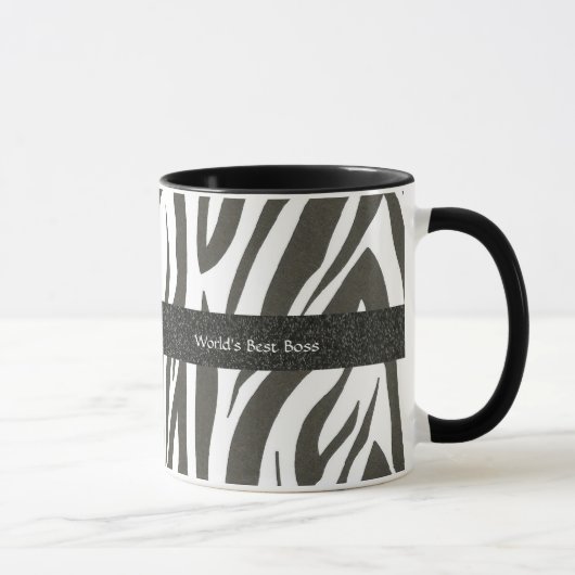 Boss: Zebra Stripes Gift Mok "World's Best Boss" (Rechts)
