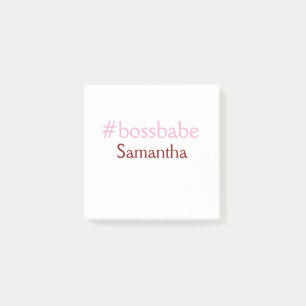 Bossbabe hashtag licht roze voeg naam meisje baas  post-it® notes
