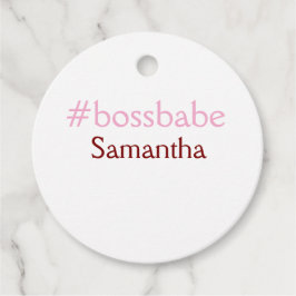 Bossbabe hashtag lichtroze voeg naam meisje baas t bedankjes labels