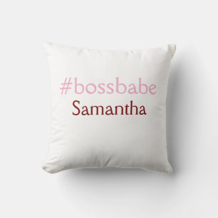 Bossbabe hashtag lichtroze voeg naam meisje baas t kussen