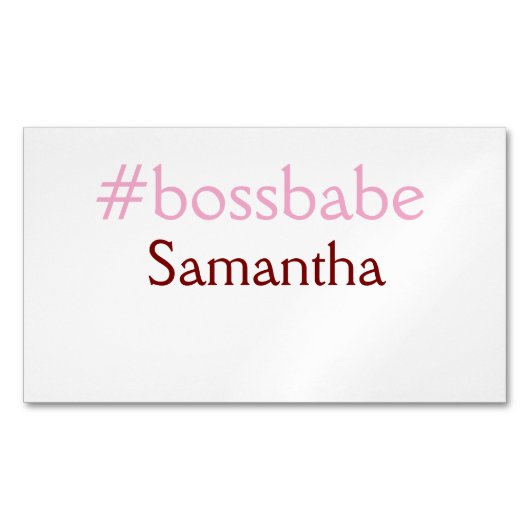 Bossbabe hashtag lichtroze voeg naam meisje baas t magnetisch visitekaartje (Voorkant)