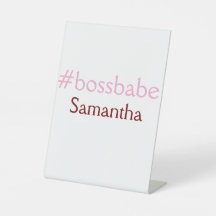 Bossbabe hashtag lichtroze voeg naam meisje baas t