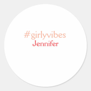 Bossbabe hashtag lichtroze voeg naam meisje baas t ronde sticker