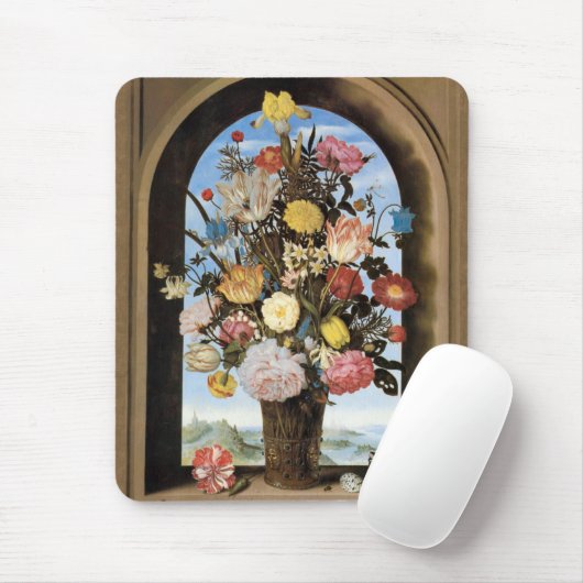 Bosschaert Bouquet in een Arched Window Mousepad Muismat (Met muis)