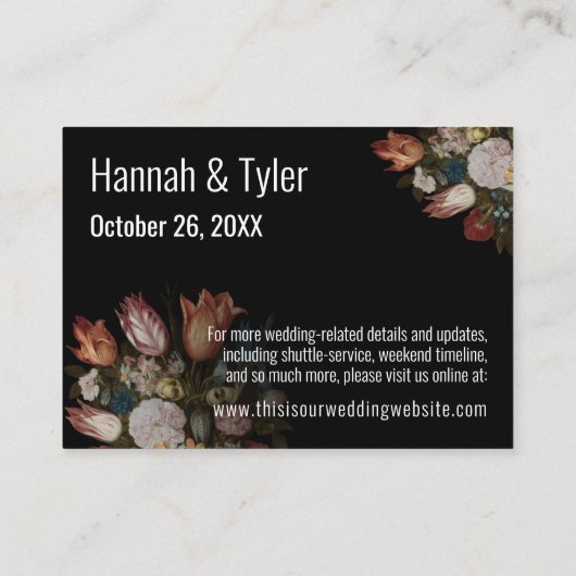 Bosschaert's "Bloemen in een Glas" Accommodaties Informatiekaartje (Achterkant)