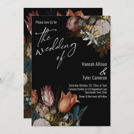 Bosschaerts "Bloemen in een Glas" De bruiloft van Kaart (Voorkant / Achterkant)