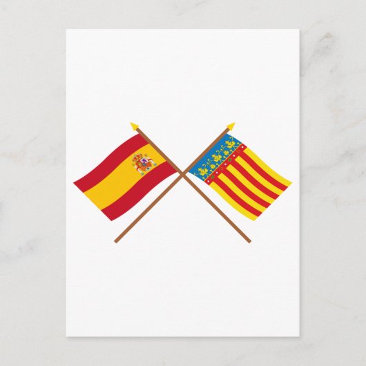 Bosse vlag van Spanje en Valencia Briefkaart (Voorkant)