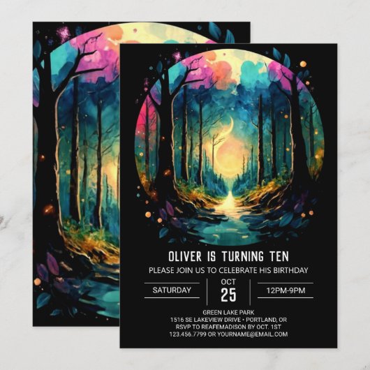 Bossen Adventure Mystieke Verjaardag Kaart (Voorkant / Achterkant)