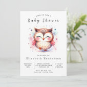Bossen afdrukbare uil Baby shower Kaart (Staand voorkant)