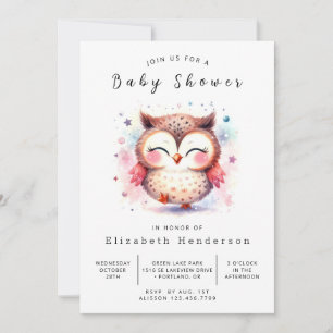 Bossen afdrukbare uil Baby shower Kaart
