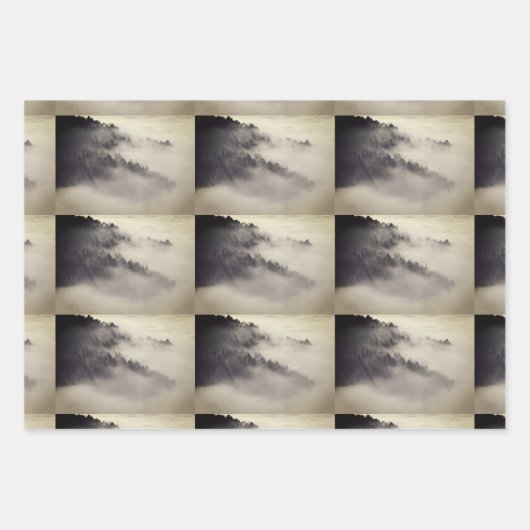 Bossen, assen, bergen, met zwarte en steenslag inpakpapier vel (Voorkant)