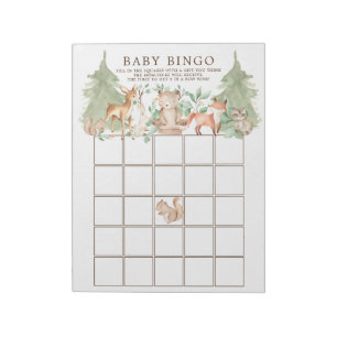 Bossen Baby shower Bingo Game Notitieblok