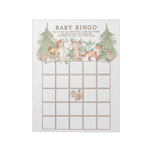 Bossen Baby shower Bingo Game Notitieblok (Linkerzijde)