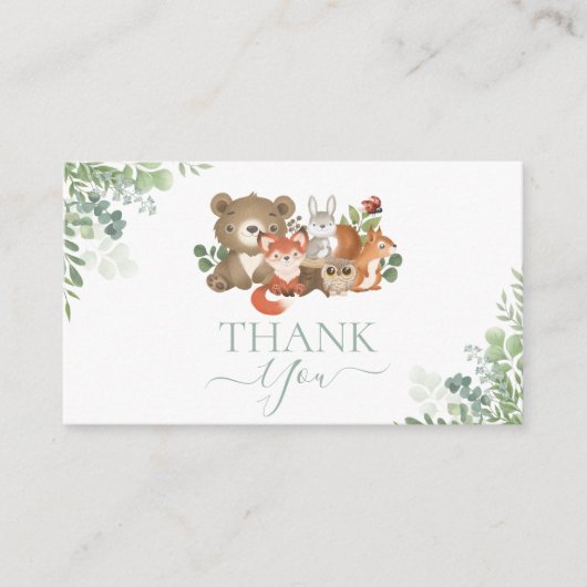 Bossen Baby shower Birthday Hartelijk dank Informatiekaartje (Voorkant)