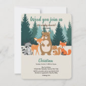 Bossen Baby shower Bosdieren Greenery Invit Kaart (Voorkant)