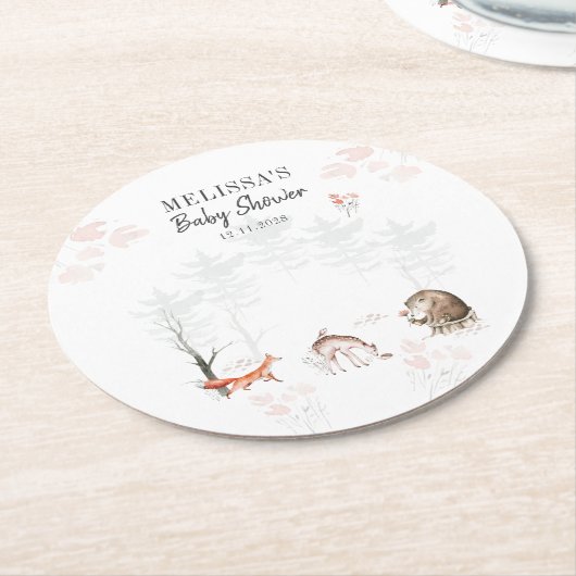 Bossen Baby shower Bossen Ronde Kartonnen Onderzetter (Gebogen)