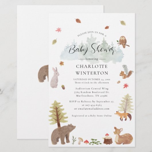 Bossen Baby shower Briefpapier (Voorkant / Achterkant)