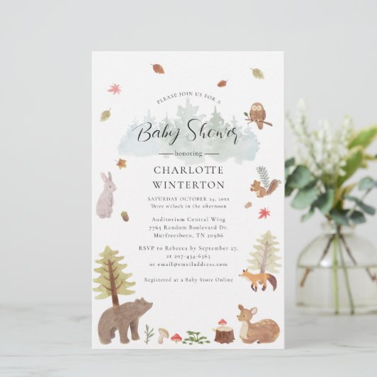 Bossen Baby shower Briefpapier (Staand voorkant)